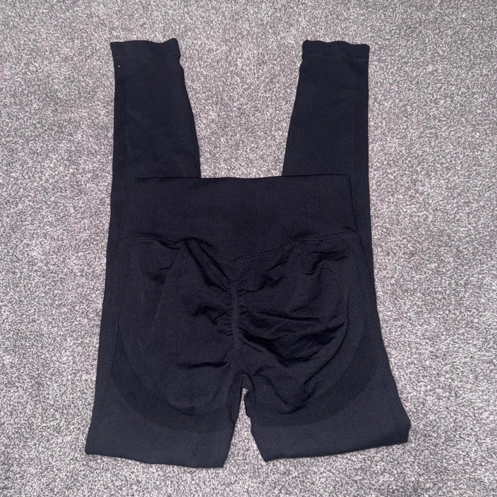 Women's Black High-Waisted Scrunch Butt Lifting Workout Leggings Contour Shading